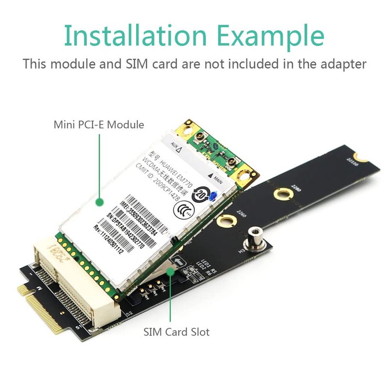 SUPERPLUS Mini PCI-E to M.2(NGFF) Key M Adapter with SIM Card Slot - Image 5